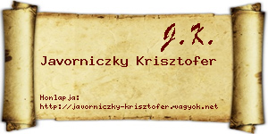 Javorniczky Krisztofer névjegykártya